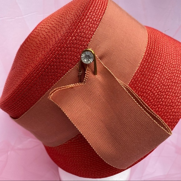 Vintage Orange Bucket Cloche Hat - Picture 6 of 9